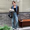 Women Blazer Women's Design Niche Autumn New Denim and Leather Style Small Suit