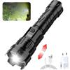 Super Bright LED Flashlight USB Rechargeable Torch Outdoor Zoom Fishing Hunting Spotlight Built-in 18650 Battery ABS Flashlight