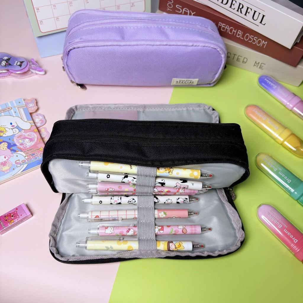 Korean Style Multi-functional Demon Hunter Pencil Case for Students - Three-Layer Oxford Cloth Stationery Box