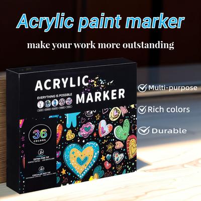 12/24/36 Pcs Dual-Tip Acrylic Marker Pen Set – Quick-Dry Doodle Markers for Ceramic, Glass, Canvas, Graffiti & DIY Art