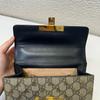 [Pre-Owned] Padlock Metal Lock Bee Print Vintage Logo Canvas And Leather Lock Clutch Box Chain Crossbody Shoulder Bag - Very Good #1FD141I