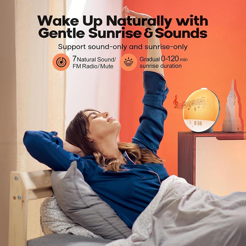 Wake Up Light Alarm Clock Sunrise/Sunset Simulation Digital Clock with Night Light FM Radio Desk Clocks Niditon