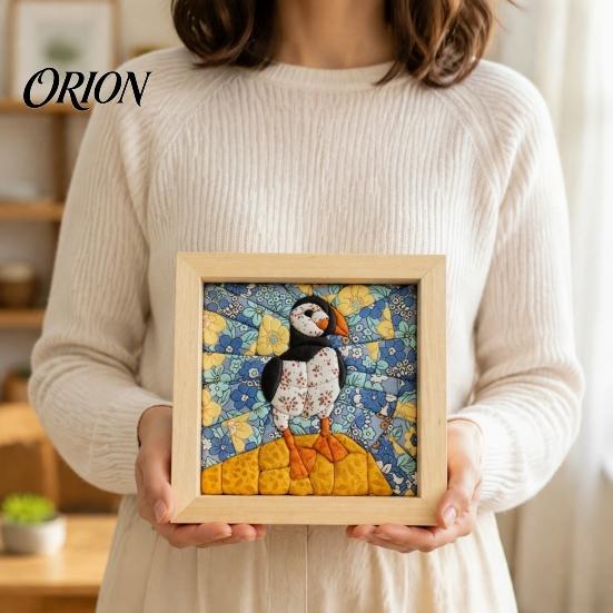 Japanese Textile Art Sets DIY Fabric Kit, Handmade No-Sew Mosaic Wall Craft with Artistic Projects Frame, Beginner Friendly Cute Animals Layered