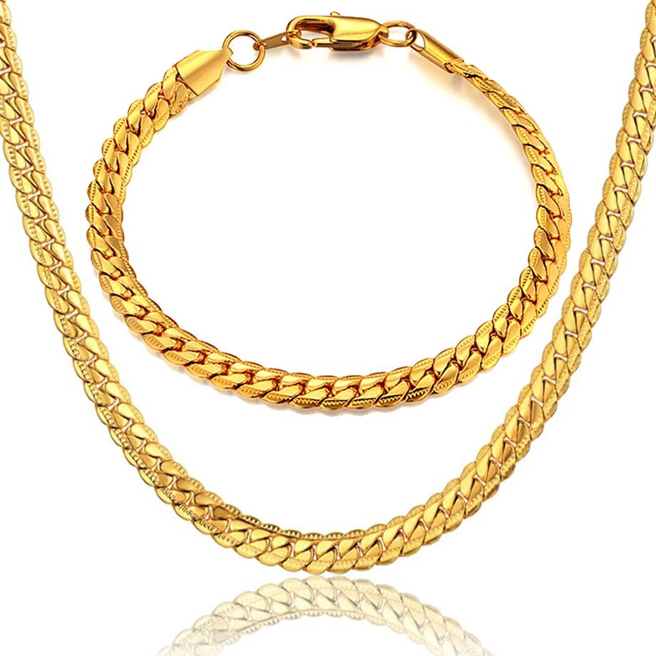 Bracelets et colliers Chaîne Serpent 6mm en Acier Inoxydable Couleur Or Argenté Pour Femmes Hommes Mode Fête Mariage Parures Bijoux Cadeaux