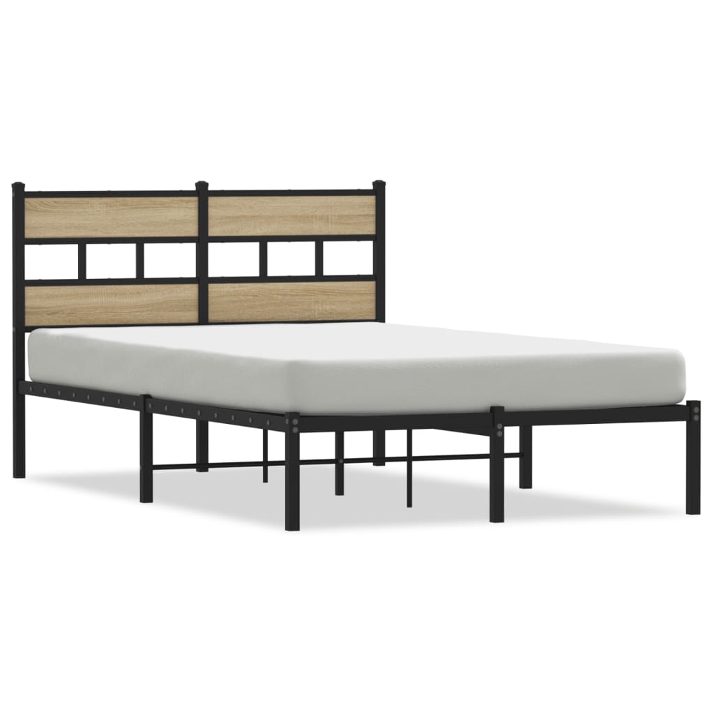 Metal Bed Frame Without Mattress Sonoma Oak Finish 120x200 Cm