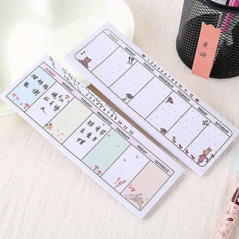 3pcs Kawaii Weekly Plan Paper Scrapbooking Stickers Sticky Note Stationery School Supplies Memo Pad
