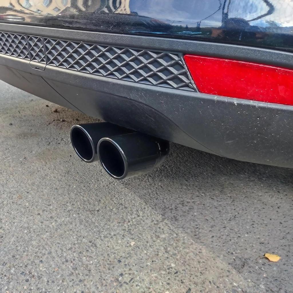 Pureseek Muffler Downward Dual Universal Car Aero Stainless Steel Cutter, Facing, Outlet, Black, Muffler, Tailpipe, Parts, Custom, (Black)