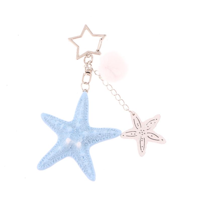 Y2K Starfish Keychain Holiday Ocean Beach Keyring Trendy Bag Pendant Decoration Key Accessories Couple Gifts