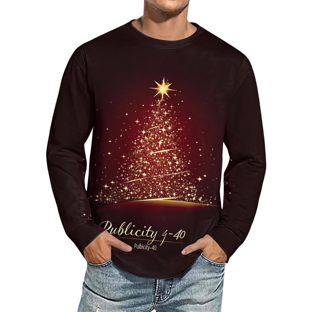 Men's Christmas Printed Imitation Cotton Long-sleeved Shirt