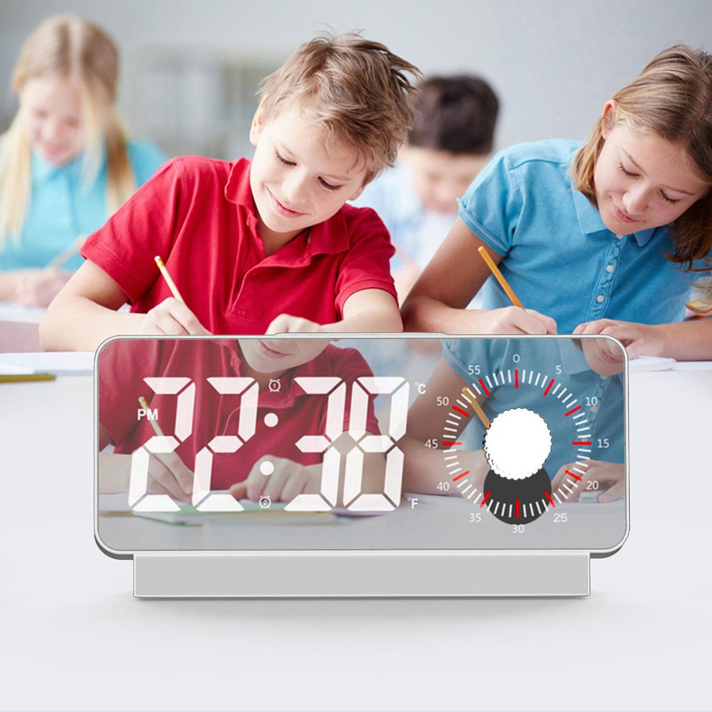 Digital Alarm Clock Dual Display 2 Adjustable Brightness Green Number 12H 24H LED Electronic Clock w