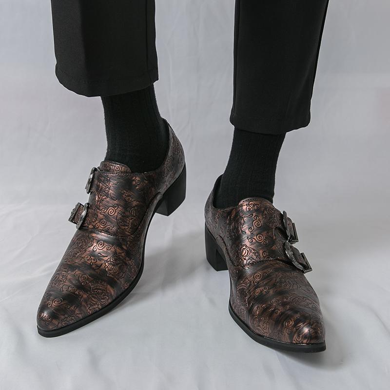 Luxury Designer New Men's Pointed Slip On Dress Business Casual Cuban Shoes Monk Strap Loafers Wedding Dress Homecoming Footwear