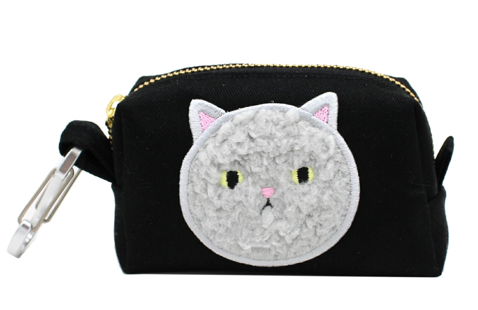 

Чехол для гольф-мячей Miwaki с мотивом кошки ручной работы, серый, сделано для мужчин и ручная работа, номер товара для гольфа, карабин, нашивка, черный, Япония, женщины,