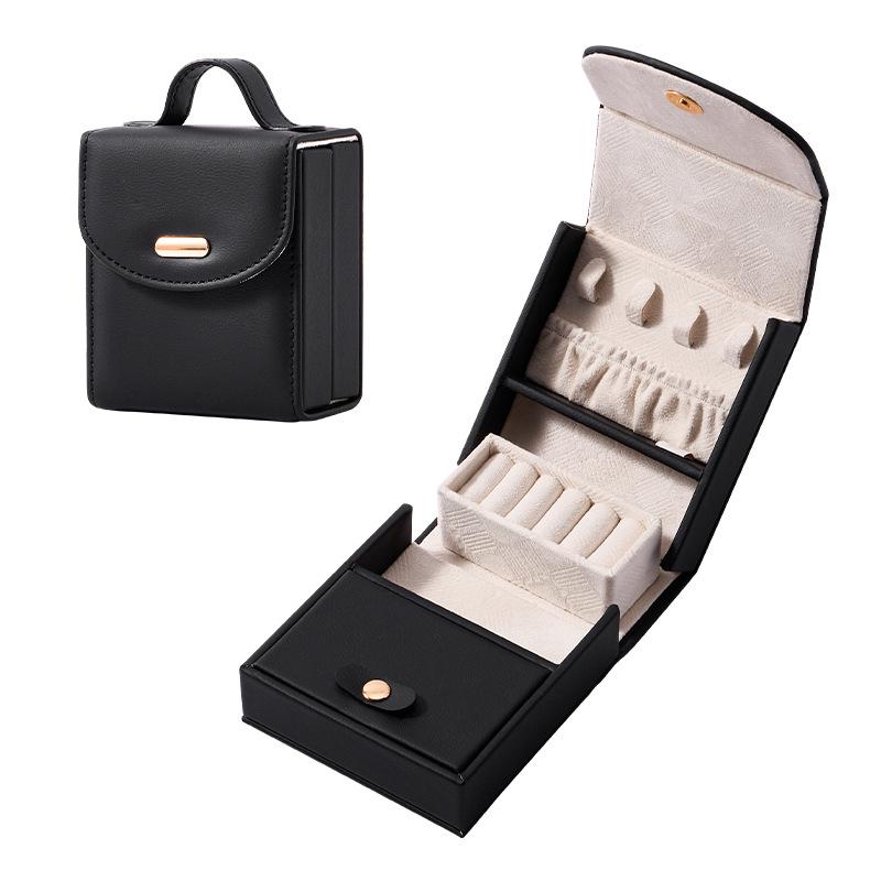 Portable Multifunction Jewelry Box with Layered Compartments for Bracelets and Earrings