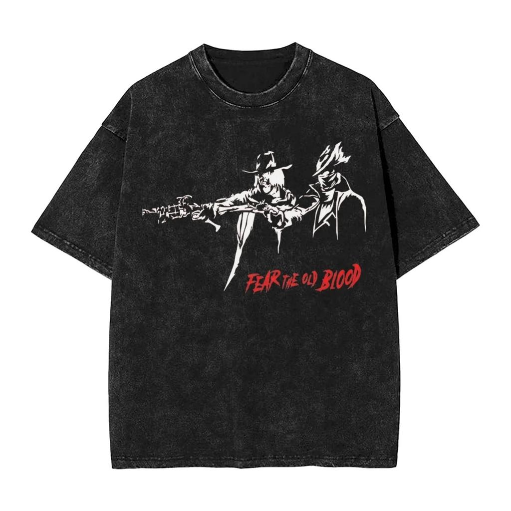 Hot Game Peripherals Bloodborne Darks Souls Graphic Print TShirt Streetwear Vintage Washed Cotton Top Oversized Summer New Tees