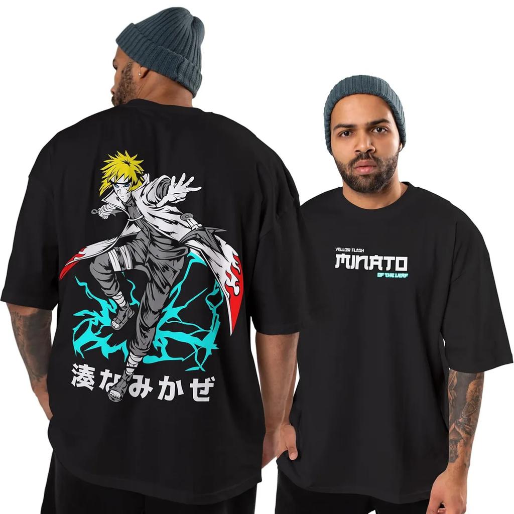 Naruto Minato Namikaze TShirt Men Anime Flash Rasengan Graphic Tee Japanese Manga Streetwear Short Sleeve Oversized Top