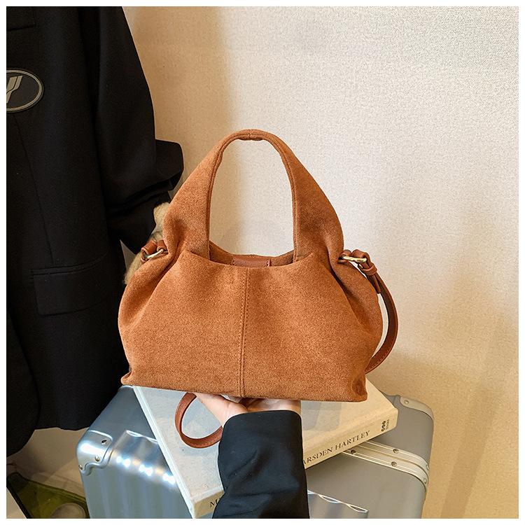 Vintage Faux Suede Women Handbag New Brand Trendy Lady Shoulder Bags Small Luxury Crossbody Bags Bolsas Casual Totes