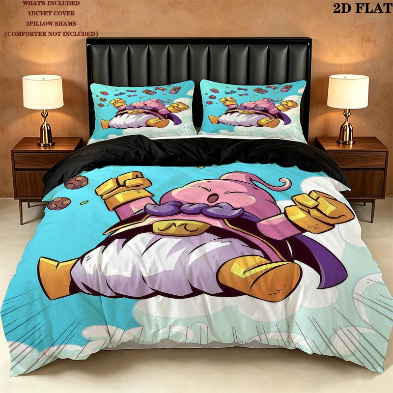 Majin Buu Pattern Bedding Quilt Set Quilt Cover Pillowcase Home Birthday Gift(1 * duvet cover + 2 * pillowcase, without core)