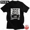 I Hate People Meow Meme Print Cotton Tshirt Funny Cat Graphict Shirts Loose Street Oneck Short Sleeve Unisex Clothing Casual Tops