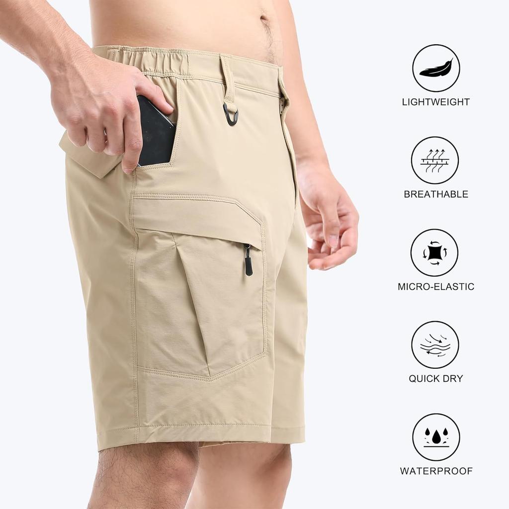 Men's Summer Quick Drying Multi Pocket Pure Cotton Breathable Elastic Tactical Shorts Five Quarter Sports Work Pants