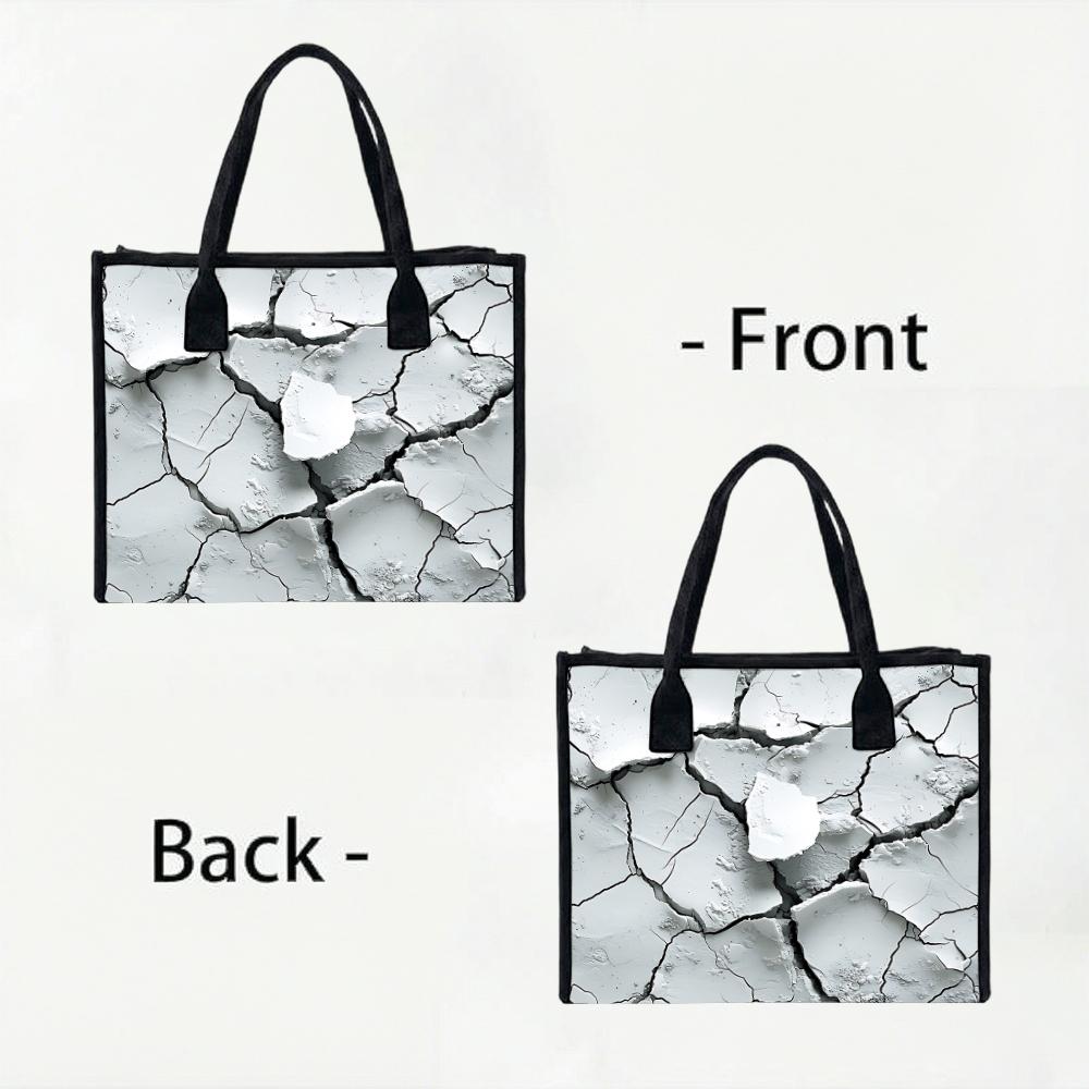 Cracked Pattern Tote Bag Fashion Casual Large Capacity Daily Use Shopping Shoulder Handbag for Women