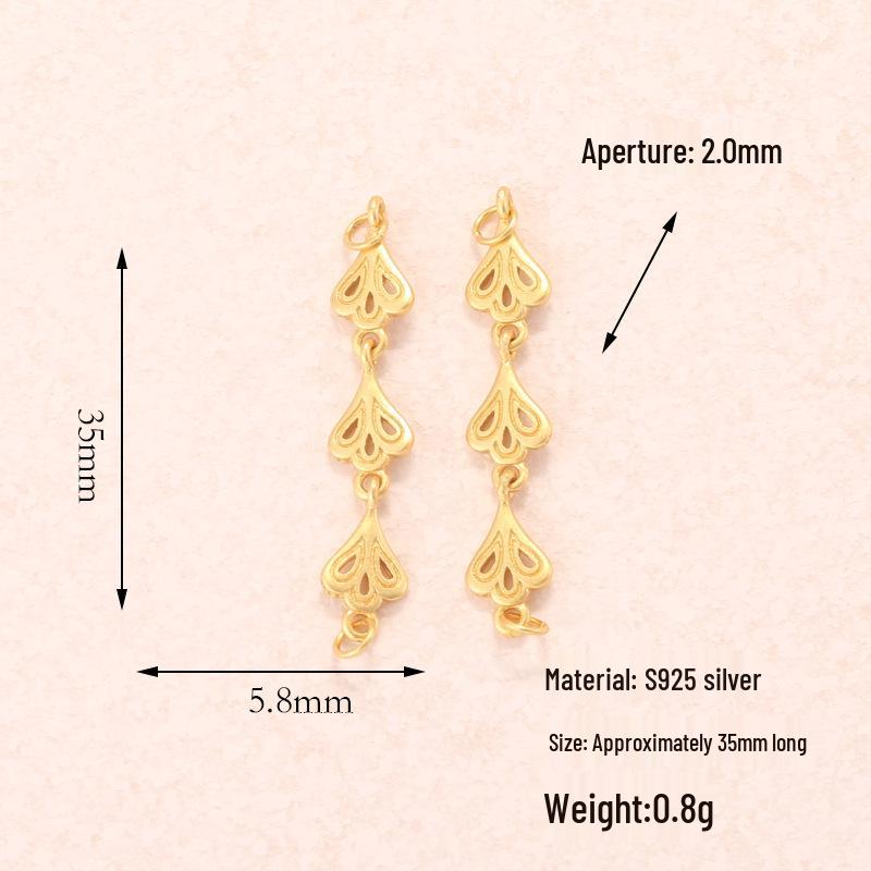 S925 Silver-Plated Sand Gold Butterfly Fu Double Pendant DIY Bracelet Chain Extension