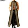 INCERUN Men Stand Neck Sleeveless Open Front Eyelet Casual Cosplay Long Vest Cardigan