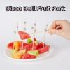 100pcs Disposable Disco Ball Fruit Fork 12 cm Tableware Food Picks Mirror Finish Bamboo Skewers Wedding Birthday Party