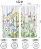 Colorful Flowers Kitchen Curtains Herbs Plants Butterfly Dragonfly Grass Short Tier Bathroom Cafe Small Window Drap Curtain Polyester Washable Ready