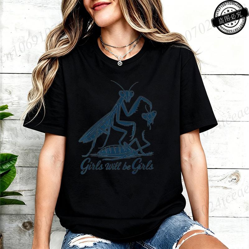 Dameskleding Meisjes Blijven Meisjes Print T-shirt Hipster T-shirts Casual T-shirt Ronde Hals T-shirt Grafisch T-shirt Korte Mouw Kleding