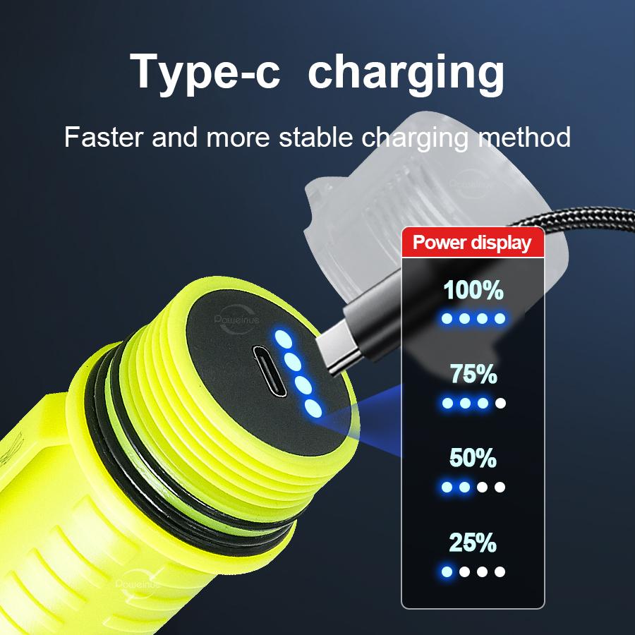 Lanternă profesională de scufundări 99900LM XHP120 Lampă de scufundări reîncărcabilă, impermeabilă, lampă de scufundări subacvatică, lanternă de pescuit, lanternă de scufundări