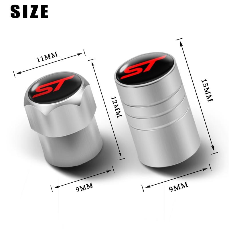 4Pcs Metal Car Wheel Tire Valve Stem Cap Air Valve Dust Cover ST Badge For Fo+rd Focus 2 3 4 MK2 MK3 Fiesta Mondeo Escape Kuga