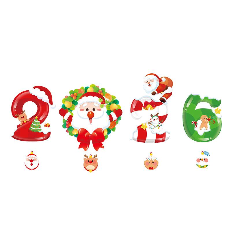 2025 Christmas Door Sticker Self Adhesive Decoration for Window Shop Glass Static Scene Layout