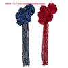 Crystal Beads DIY Decor Accessories Tassel Details 3D Fabric Flowers  For Dress