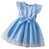Vestito estivo da principessa per bambina con tessuto a rete sfumato per bambine piccole