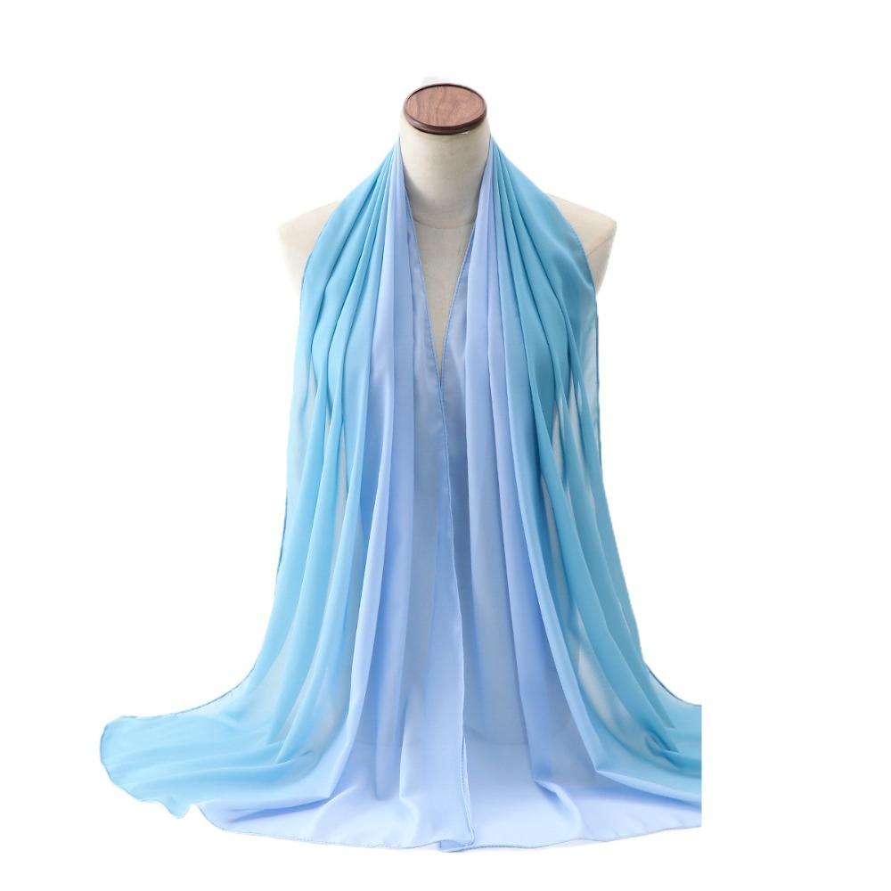 Шифоновый шарф в этническом стиле, разноцветный, накидка, шаль, модный головной платок, женский циан/синий