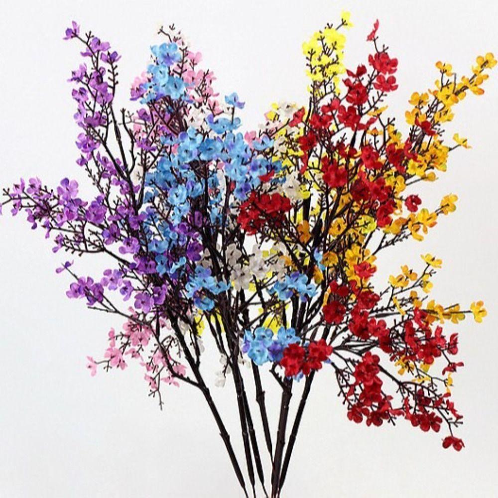 New Year Silk Petals Artificial Flowers Long Stems Branch Design Fake Flowers Multicolor Flower Bouquets Wedding Decoration