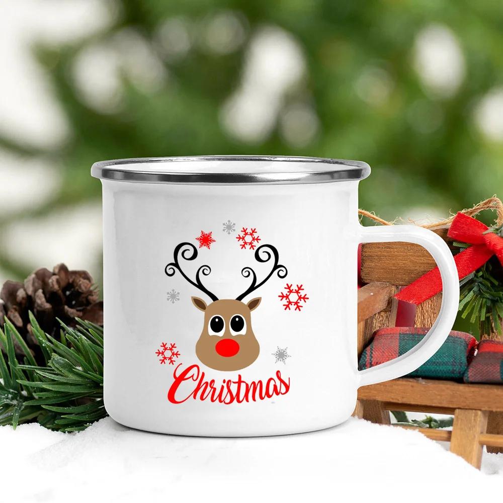 It's The Most Time Wonderful of Year Print Coffee Cup Christmas Party Drinks Hot Cocoa Mug Kids Chocolate Enamel Mugs Xmas Gifts