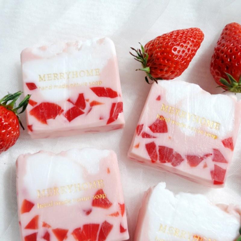 Merry Home Strawberry Facial Soap Natural Handmade Antioxidant, 1 pcs