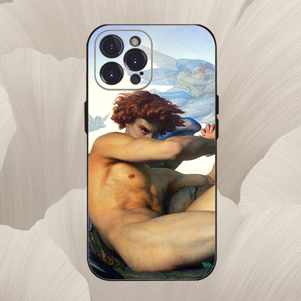 

The Fallen Painting Angel Phone Case For iPhone 16,se4,15,14,13,12,11,Pro,X,XS,Max,XR,Plus,Mini Soft Black Cover iPhone16pro