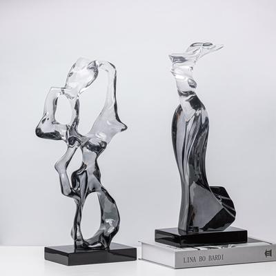 Kreative Geometrische Transparente Harzskulptur Marmorstatue Transparenter Farbverlauf Ausgehöhlte Ornamente Heimdekoration