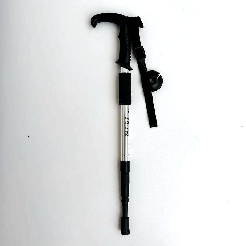 Ultra-Light Aluminum Alloy Mountaineering Trekking Pole with Shock-Absorbing Technology - Curved and Straight Handle, Telescopic Crutch