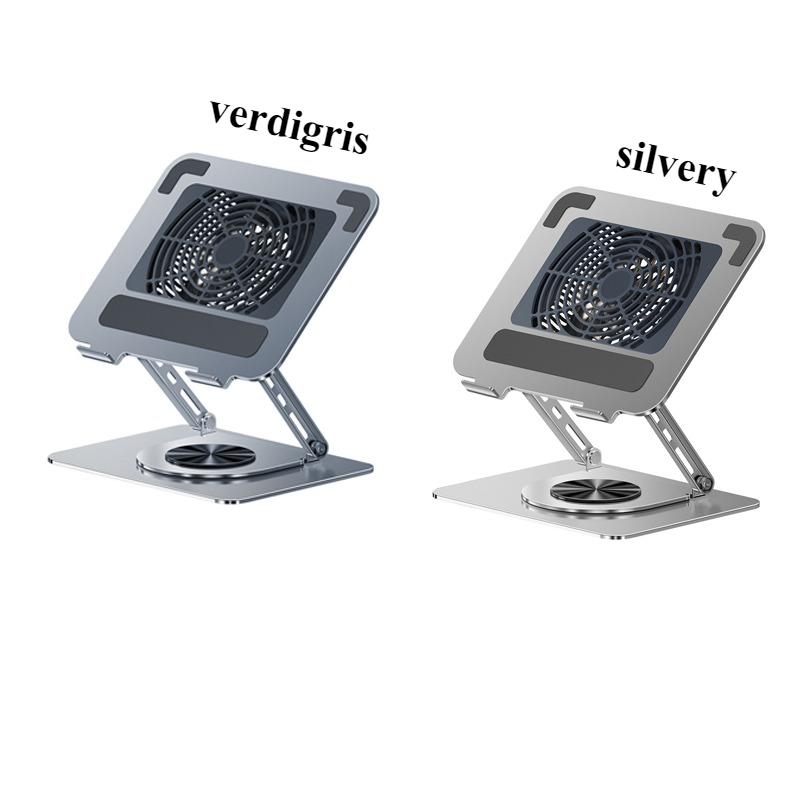 New Rotatable Laptop Metal Stand Laptop Stand with Cooling Fan 360° Rotating Base Foldable & Portable Desktop Laptop Riser Stand