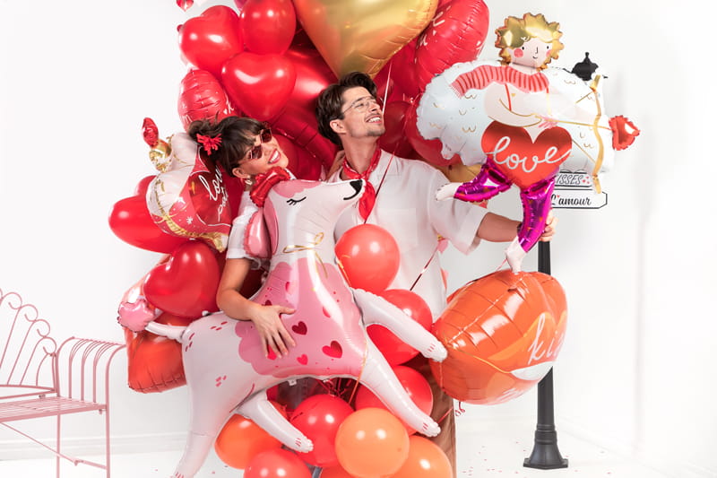 Balony Serca Kolor Pastel Czerwony 100 Szt Partydeco