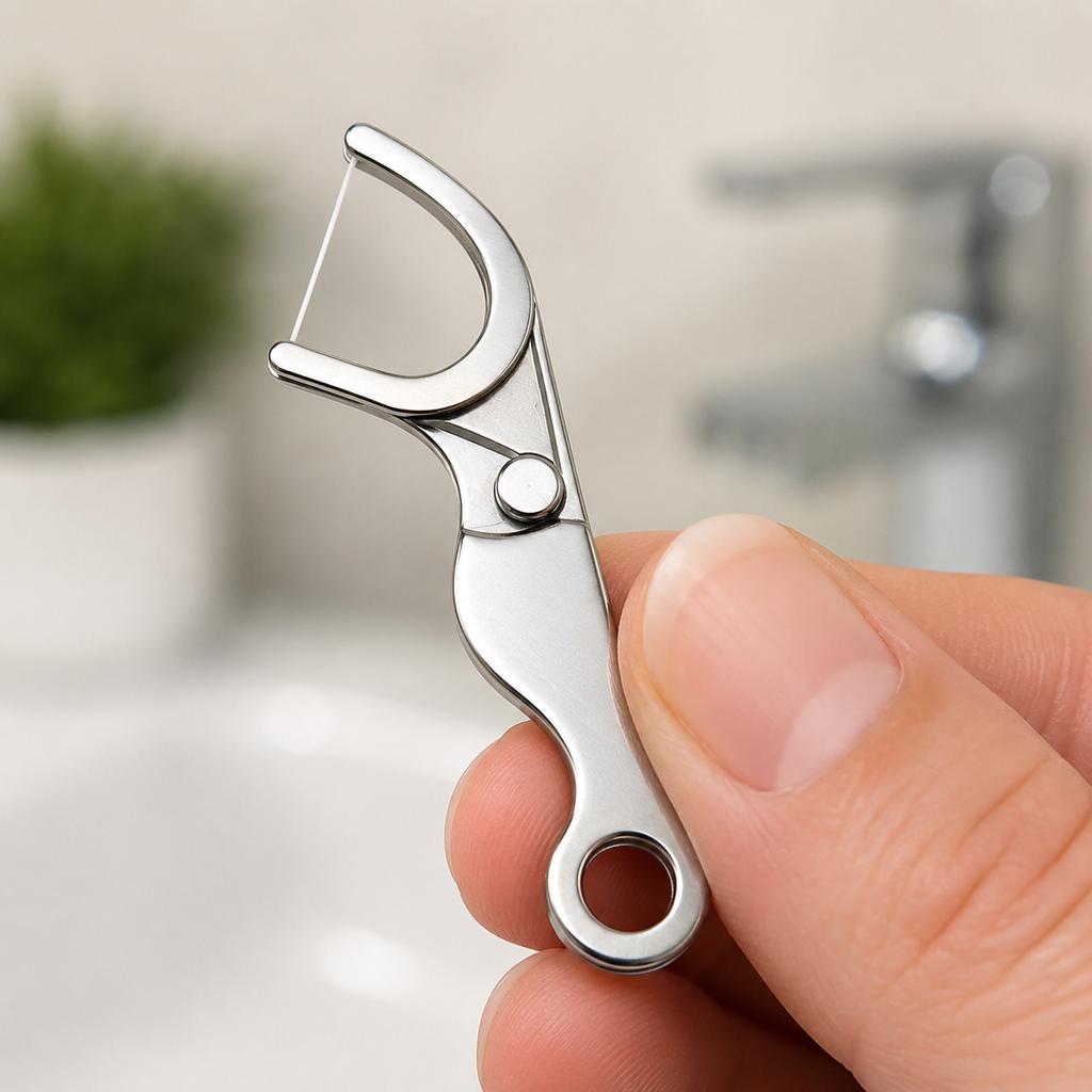 Stainless Steel Dental Floss Picks Reusable Dental Flosser Tool with Ergonomic Handle for Effective Plaque Removal and Oral Hygiene Maintenance