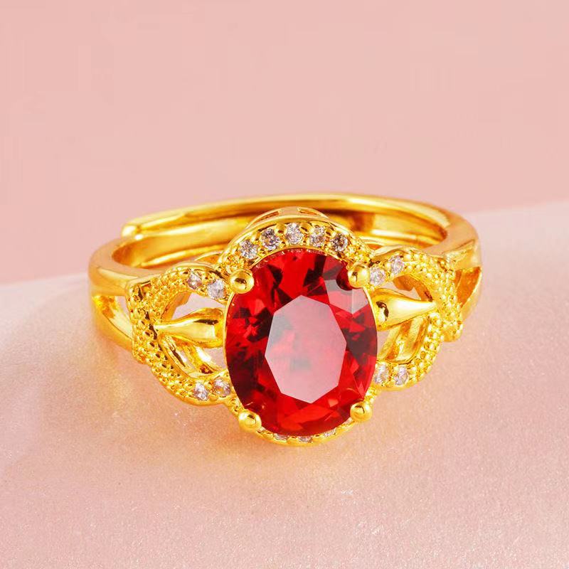 18K Gold Plated Imitation Tourmaline Zircon Open Ladies Ring