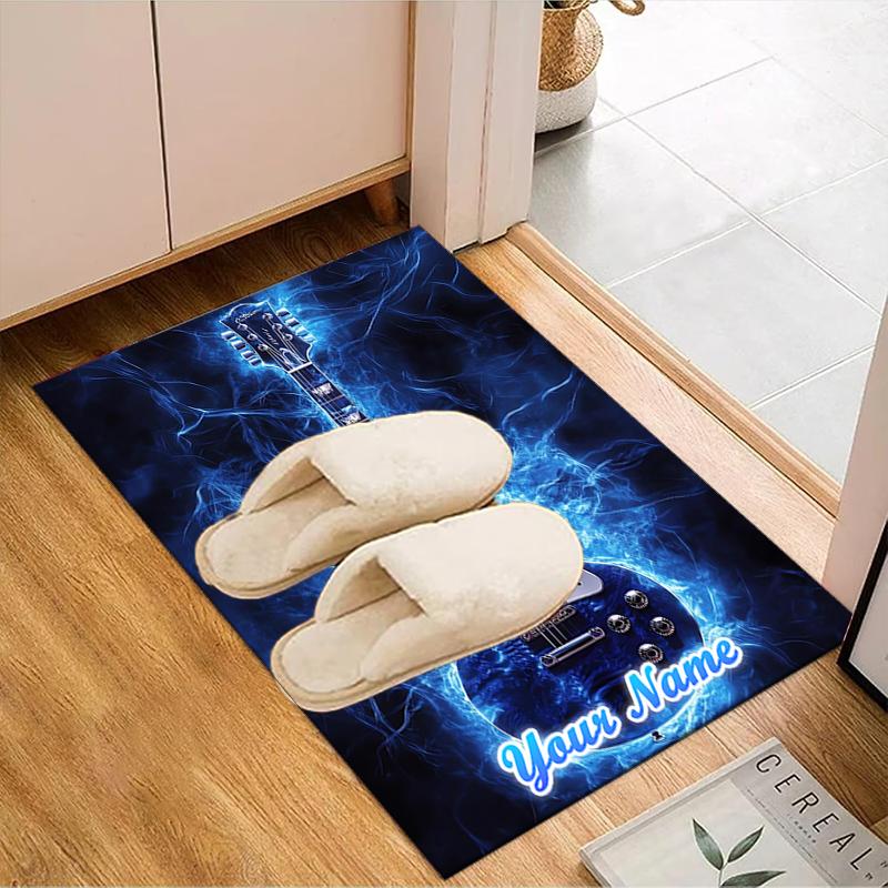 1PC Custom Name Electric Guitar Energy Theme Floor Mat Ideal for Living Room, Game Rooms, Office, Bedroom Floor Mat Playful Design