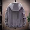 Men's Lamb Fleece Embroidered Hooded Jacket - Warm, Loose Fit for Autumn & Winter