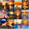 CHENISTORY Malen nach Zahlen Für Erwachsene Sonnenuntergang Landschaft Zeichnung auf Leinwand Geschenk DIY Bilder nach Zahlen Sets Haus und Dekoration