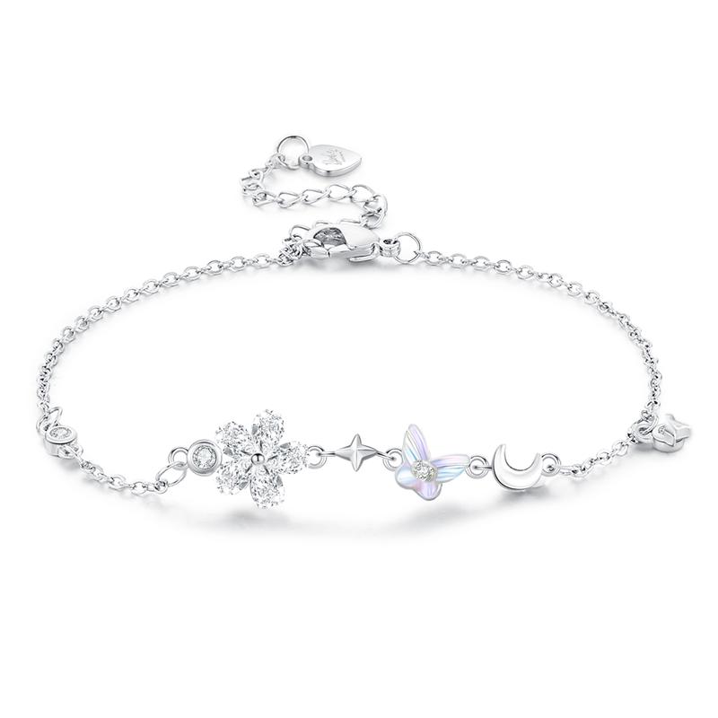 barbie Bracelet Taro Fairy Butterfly Flowers, Stars and Moon Full Diamond Design Ins Style High-Level Sense Dreamy Cute Sweet Daily Simple T-Ba251044