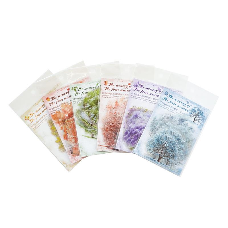 Twilight PET Sticker Pack: Four Seasons Scenery, 20 Sheets, 6 Tree Styles for DIY Projects